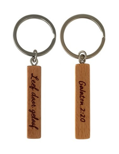 Sleutelhanger hout Leef door geloof