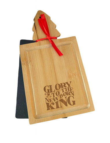 Wood and slate board Glory to the newbor