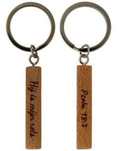 Sleutelhanger hout Hij is...