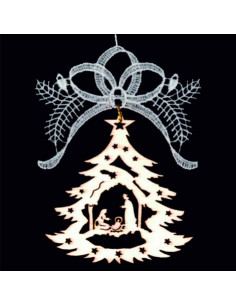 Wooden nativity tree & lace...