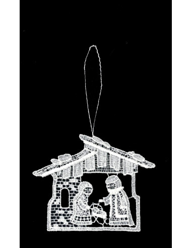 Lace hanger Nativity Stable 9cm