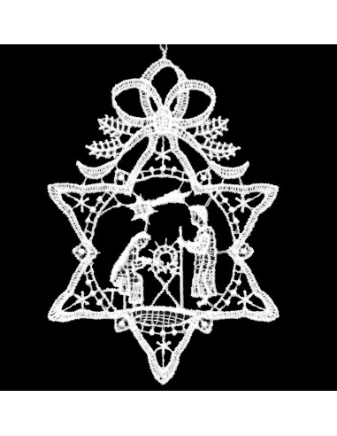 Lace hanger star with ribbon and nativit
