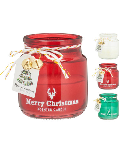 Candle in glass merry christmas 6x7cm as