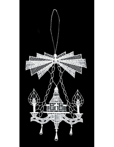 Lace hanger Church and candles 9cm