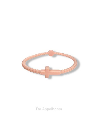 Siliconenarmband kruis pastelroze