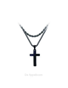 Necklace Cross black double...