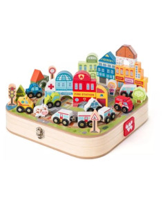 koffer met blokken trein