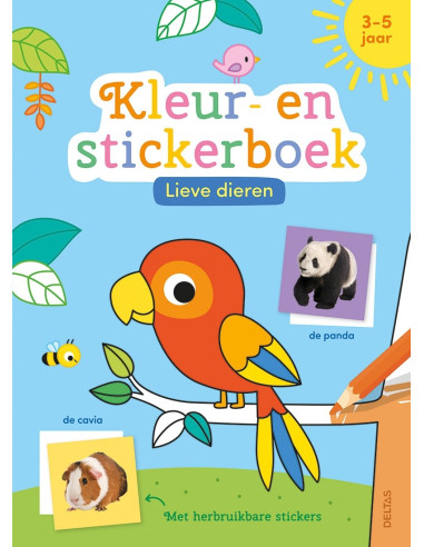 kleur- en stickerboek Lieve dieren / 3-5
