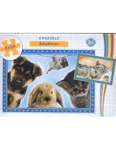 Babydieren - 2 Puzzels van 24 stukjes