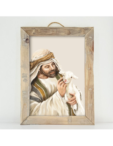 Schilderij A3 Herder met schaapje