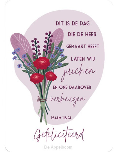 Kaart gefeliciteerd - psalm 118:24