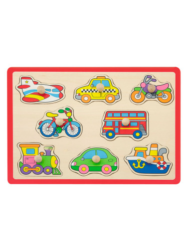 Joueco Houten Noppenpuzzel Voertuigen