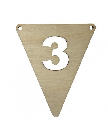 Houten Vlagcijfer 3