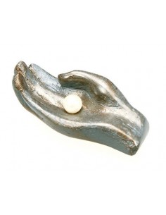 Beeld Parel in hand 10cm blauw