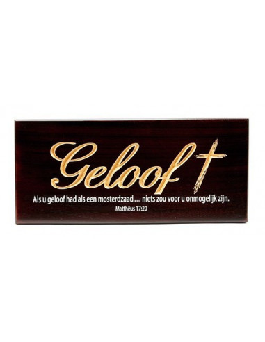 Wandbord geloof matt 17:20 hout 22x10cm