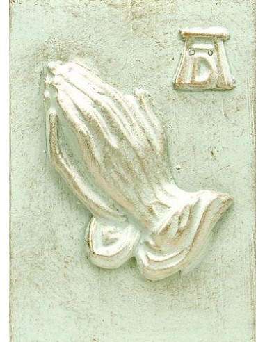 Wandbord biddende handen klein bronsgroe