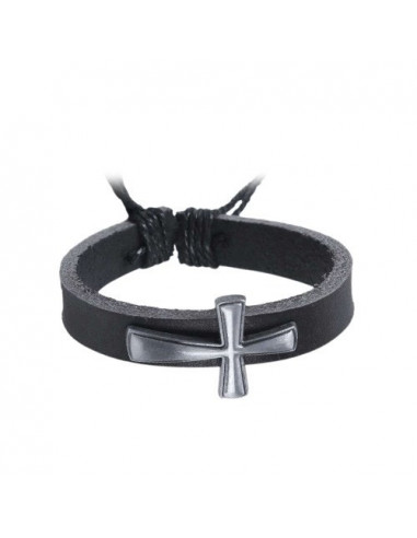 Leather bracelet flared cross