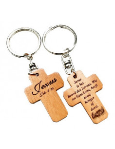 Sleutelhanger kruis hout...