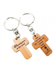Sleutelhanger kruis hout...