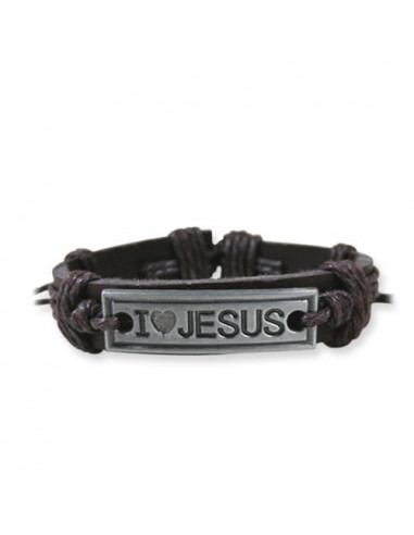 Leather bracelet i (heart) Jesus