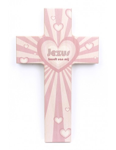 Kruis hout 15cm Jezus houdt van mij
