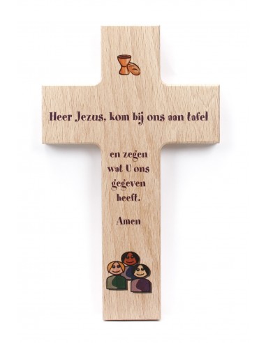 Kruis hout 15cm Heer Jezus kom bij ons a