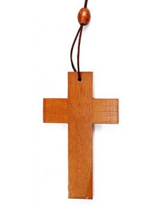 Kruis 5cm blank hout aan koord