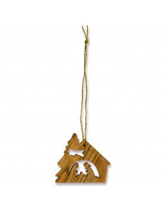 Kerstdeco kribbe olijfhout 4cm