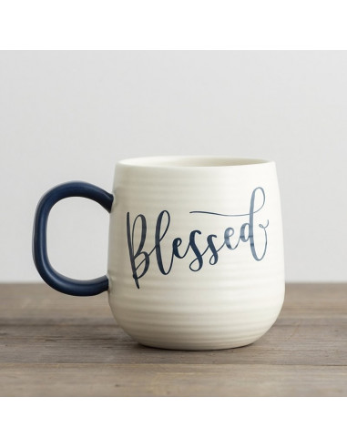 Mug Blessed - white/indigo