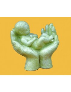 Beeld handen met kind ivoor