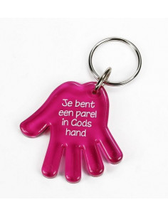 Sleutelhanger hand roze je...