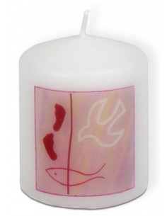 Doopkaars roze duif 6cm