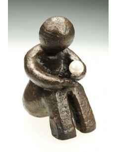 Beeld parel 10cm brons