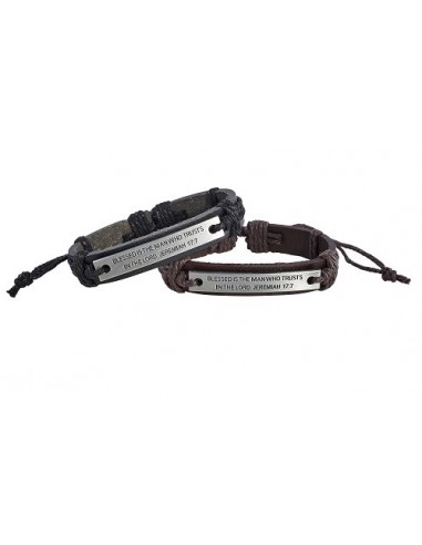 Leather bracelet blessed is the man