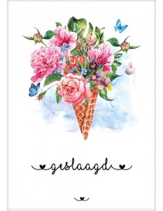 Kaart geslaagd bloemenhoorntje