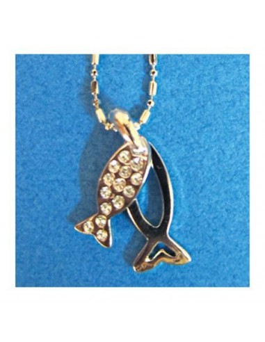 Necklace double fish crystal