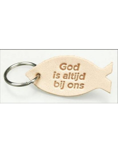 Sleutelhanger leer Vis God...