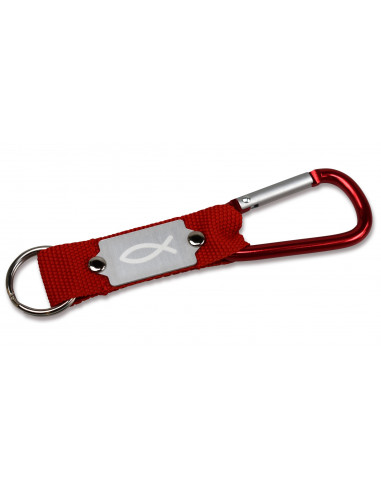 Sleutelhanger karabijn vis rood