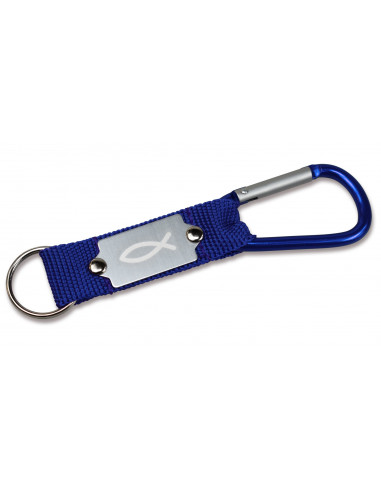 Sleutelhanger karabijn vis blauw