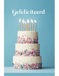 Wenskaart gefeliciteerd taart