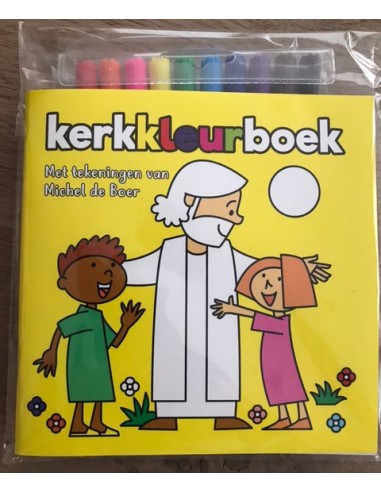 Kerkkleurboek GEEL met 10 stiften